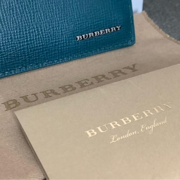 BURBERRY London Leather Card Case Wallet in Dark Teal, NEW - Picture 13 of 16